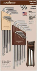 Paramount - 31 Piece L-Wrench/Fold-Up Combo Hex Key Set - Hex Range 0.05 to 3/8", Steel - Exact Industrial Supply