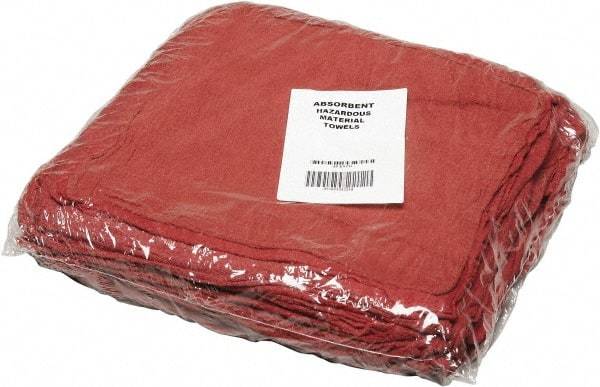 Ability One - Reclaimed Cotton Shop Towel Rag - Low Lint, Red, 13-1/2 x 15-1/2" - Exact Industrial Supply