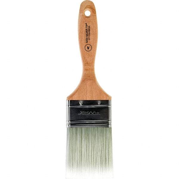 Wooster Brush - 2-1/2" Flat Synthetic Varnish Brush - 2-15/16" Bristle Length, 5.81" Wood Beavertail Handle - Exact Industrial Supply