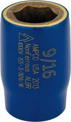 Ampco - 9/16", 3/8" Drive, Standard Hand Socket - 6 Points, 1-1/2" OAL, Aluminum Bronze - Exact Industrial Supply