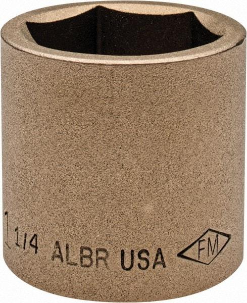 Ampco - 1-1/4", 1/2" Drive, Standard Hand Socket - 6 Points, 1-5/8" OAL, Aluminum Bronze - Exact Industrial Supply