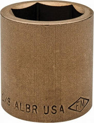 Ampco - 1-1/8", 1/2" Drive, Standard Hand Socket - 6 Points, 1-5/8" OAL, Aluminum Bronze - Exact Industrial Supply