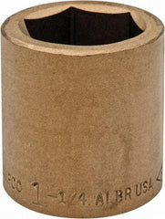 Ampco - 1-1/4", 3/4" Drive, Standard Hand Socket - 6 Points, 2" OAL, Aluminum Bronze - Exact Industrial Supply