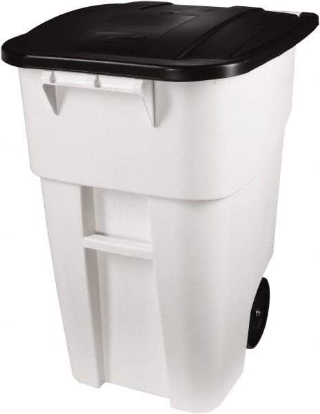 Rubbermaid - 50 Gal White Square Trash Can - Polyethylene, 36-1/2" High x 28-1/2" Long x 23.38" Wide - Exact Industrial Supply