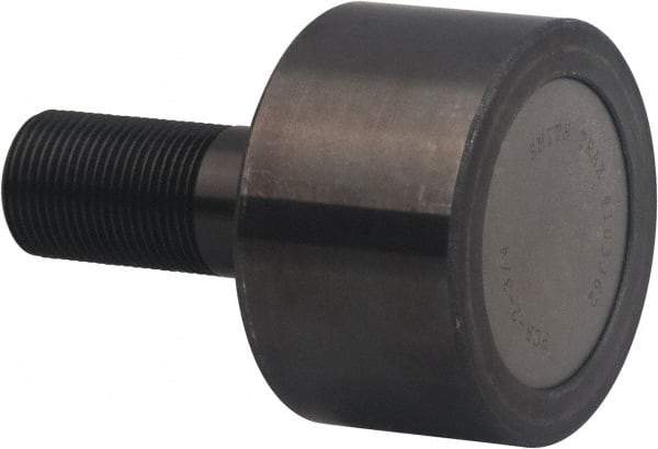 Accurate Bushing - 100mm Roller Diam x 52mm Width, 30mm Stud Diam x 80mm Length, Plain Stud Load Runner - Carbon Steel, 50mm Thread Length, M30 x 3.5 Thread, 132mm OAL, 63,600 N Dynamic Cap, 89,000 N Static Cap - Exact Industrial Supply