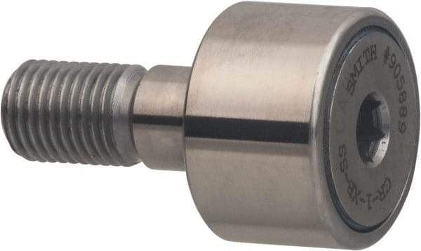 Accurate Bushing - 1-5/8" Roller Diam x 7/8" Width, 5/8" Stud Diam x 1-1/2" Length, Sealed Stud Cam Follower with Hex - Stainless Steel, 3/4" Thread Length, 5/8-18 Thread, 2.38" OAL, 3,390 Lb Dynamic Cap - Exact Industrial Supply