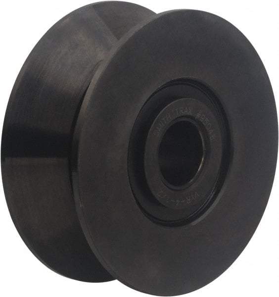 Accurate Bushing - 1" Bore, 4-1/2" Roller Diam x 1-3/4" Roller Width, Carbon Steel V-Grooved Yoke Roller - 14,300 Lb Dynamic Load Capacity, 1-13/16" Overall Width - Exact Industrial Supply