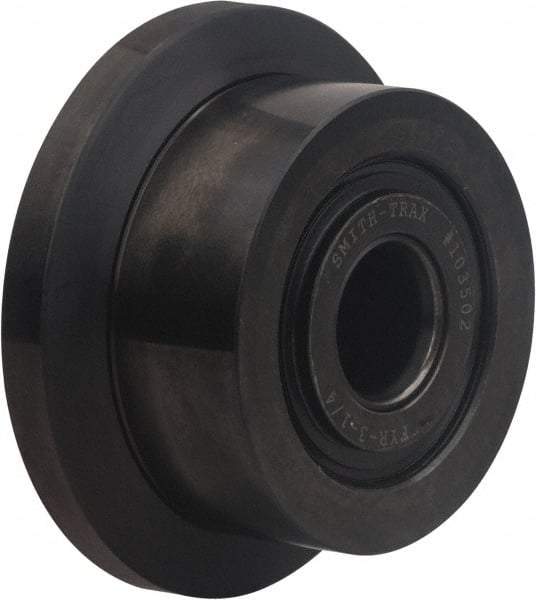 Accurate Bushing - 1" Bore, 3" Roller Diam x 1-3/4" Roller Width, Carbon Steel Flanged Yoke Roller - 14,300 Lb Dynamic Load Capacity, 1-13/16" Overall Width - Exact Industrial Supply