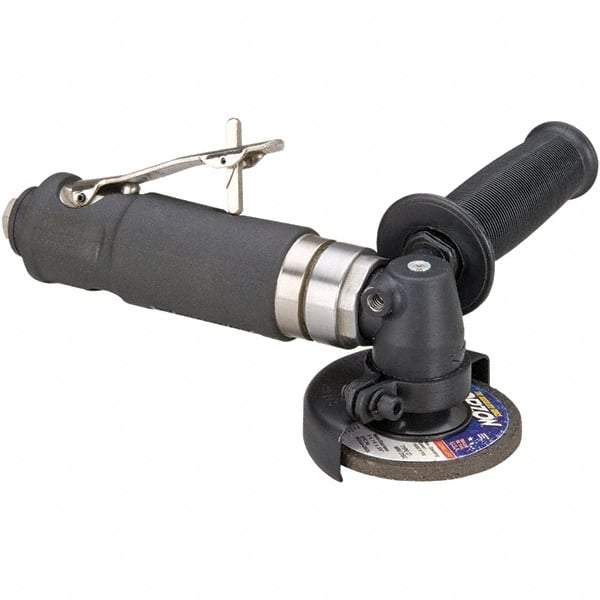 Dynabrade - 3" Wheel Diam, 18,000 RPM, Pneumatic Angle & Disc Grinder - 3/8-24 Spindle, 41 CFM, Rear Exhaust - Exact Industrial Supply