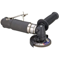 Dynabrade - 3" Wheel Diam, 18,000 RPM, Pneumatic Angle & Disc Grinder - 3/8-24 Spindle, 41 CFM, Rear Exhaust - Exact Industrial Supply