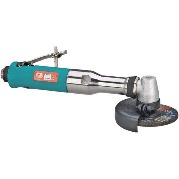 Dynabrade - 4" Wheel Diam, 12,000 RPM, Pneumatic Angle & Disc Grinder - 3/8-24 Spindle, 40 CFM, Rear Exhaust - Exact Industrial Supply