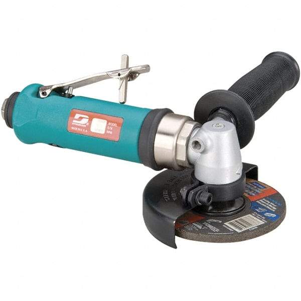 Dynabrade - 4" Wheel Diam, 12,000 RPM, Pneumatic Angle & Disc Grinder - 3/8-24 Spindle, 40 CFM, Rear Exhaust - Exact Industrial Supply