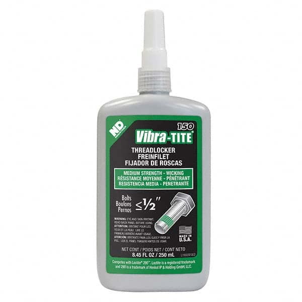 Vibra-Tite - 250 mL Bottle, Green, Medium Strength - Wicking Grade Threadlocker - Exact Industrial Supply