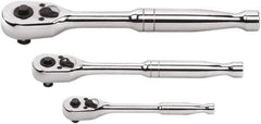 GearWrench - 1/4", 3/8" & 1/2" Drive Pear Head Ratchet Set - Full Polish Chrome Finish, Various Lengths, 45 Gear Teeth, Standard Handle, Standard Head - Exact Industrial Supply