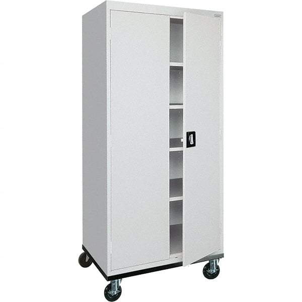 Sandusky Lee - 5 Shelf Mobile Storage Cabinet - Steel, 36" Wide x 24" Deep x 72" High, Dove Gray - Exact Industrial Supply