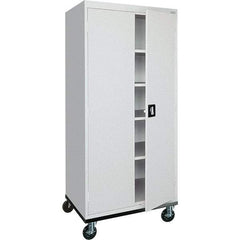 Sandusky Lee - 5 Shelf Mobile Storage Cabinet - Steel, 36" Wide x 24" Deep x 72" High, Dove Gray - Exact Industrial Supply