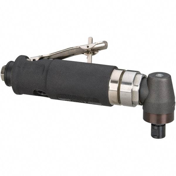 Dynabrade - 1/4" Collet, Angle Handle, Air Angle Die Grinder - 12,000 RPM, Rear Exhaust, 39 CFM, 0.7 hp, 90 psi, 1/4 NPT Inlet - Exact Industrial Supply