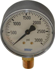 Wika - 2-1/2" Dial, 1/4 Thread, 0-3,000 Scale Range, Pressure Gauge - Lower Connection Mount, Accurate to 3-2-3% of Scale - Exact Industrial Supply