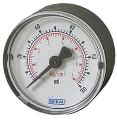 Wika - 3-1/2" Dial, 1/4 Thread, 0-200 Scale Range, Pressure Gauge - U-Clamp Panel Mount, Center Back Connection Mount, Accurate to 3-2-3% of Scale - Exact Industrial Supply