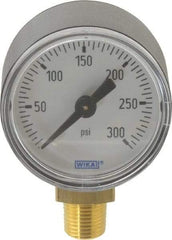 Wika - 1-1/2" Dial, 1/8 Thread, 0-300 Scale Range, Pressure Gauge - Lower Connection Mount, Accurate to 3-2-3% of Scale - Exact Industrial Supply