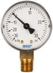 Wika - 2" Dial, 1/4 Thread, 30-0-30 Scale Range, Pressure Gauge - Lower Connection Mount, Accurate to 3-2-3% of Scale - Exact Industrial Supply