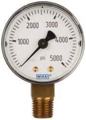 Wika - 2" Dial, 1/4 Thread, 0-5,000 Scale Range, Pressure Gauge - Lower Connection Mount, Accurate to 3-2-3% of Scale - Exact Industrial Supply