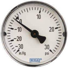 Wika - 2" Dial, 1/4 Thread, 30-0-30 Scale Range, Pressure Gauge - Center Back Connection Mount, Accurate to 3-2-3% of Scale - Exact Industrial Supply