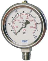 Wika - 2-1/2" Dial, 1/4 Thread, 0-3,000 Scale Range, Pressure Gauge - Lower Connection Mount, Accurate to 2-1-2% of Scale - Exact Industrial Supply