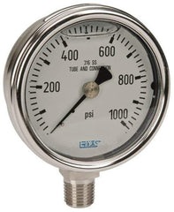 Wika - 2-1/2" Dial, 1/4 Thread, 0-1,000 Scale Range, Pressure Gauge - Lower Connection Mount, Accurate to 2-1-2% of Scale - Exact Industrial Supply