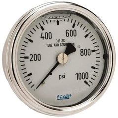 Wika - 2-1/2" Dial, 1/4 Thread, 0-1,000 Scale Range, Pressure Gauge - Center Back Connection Mount, Accurate to 2-1-2% of Scale - Exact Industrial Supply