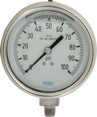 Wika - 4" Dial, 1/4 Thread, 0-100 Scale Range, Pressure Gauge - Lower Connection Mount, Accurate to 1% of Scale - Exact Industrial Supply