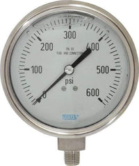 Wika - 4" Dial, 1/4 Thread, 0-600 Scale Range, Pressure Gauge - Lower Connection Mount, Accurate to 1% of Scale - Exact Industrial Supply