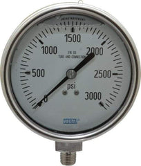 Wika - 4" Dial, 1/4 Thread, 0-3,000 Scale Range, Pressure Gauge - Lower Connection Mount, Accurate to 1% of Scale - Exact Industrial Supply