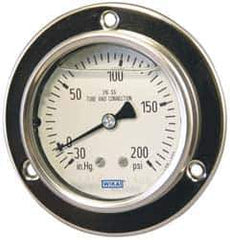 Wika - 2-1/2" Dial, 1/4 Thread, 30-0-15 Scale Range, Pressure Gauge - Lower Back Connection Mount, Accurate to 2-1-2% of Scale - Exact Industrial Supply