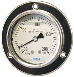 Wika - 2-1/2" Dial, 1/4 Thread, 0-200 Scale Range, Pressure Gauge - Lower Back Connection Mount, Accurate to 2-1-2% of Scale - Exact Industrial Supply