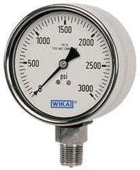 Wika - 2-1/2" Dial, 1/4 Thread, 0-2,000 Scale Range, Pressure Gauge - Lower Back Connection Mount, Accurate to 2-1-2% of Scale - Exact Industrial Supply