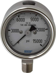 Wika - 2-1/2" Dial, 1/4 Thread, 0-15,000 Scale Range, Pressure Gauge - Lower Connection Mount, Accurate to 2-1-2% of Scale - Exact Industrial Supply