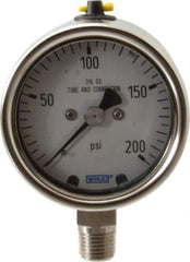 Wika - 2-1/2" Dial, 1/4 Thread, 200 Scale Range, Pressure Gauge - Lower Connection Mount, Accurate to 2-1-2% of Scale - Exact Industrial Supply