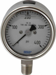 Wika - 2-1/2" Dial, 1/4 Thread, 400 Scale Range, Pressure Gauge - Lower Connection Mount, Accurate to 2-1-2% of Scale - Exact Industrial Supply