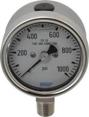 Wika - 2-1/2" Dial, 1/4 Thread, 1,000 Scale Range, Pressure Gauge - Lower Connection Mount, Accurate to 2-1-2% of Scale - Exact Industrial Supply