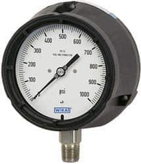 Wika - 4-1/2" Dial, 1/2 Thread, 0-600 Scale Range, Pressure Gauge - Lower Connection Mount, Accurate to 0.5% of Scale - Exact Industrial Supply