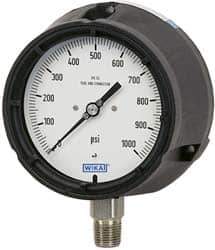 Wika - 4-1/2" Dial, 1/2 Thread, 0-300 Scale Range, Pressure Gauge - Lower Connection Mount, Accurate to 0.5% of Scale - Exact Industrial Supply
