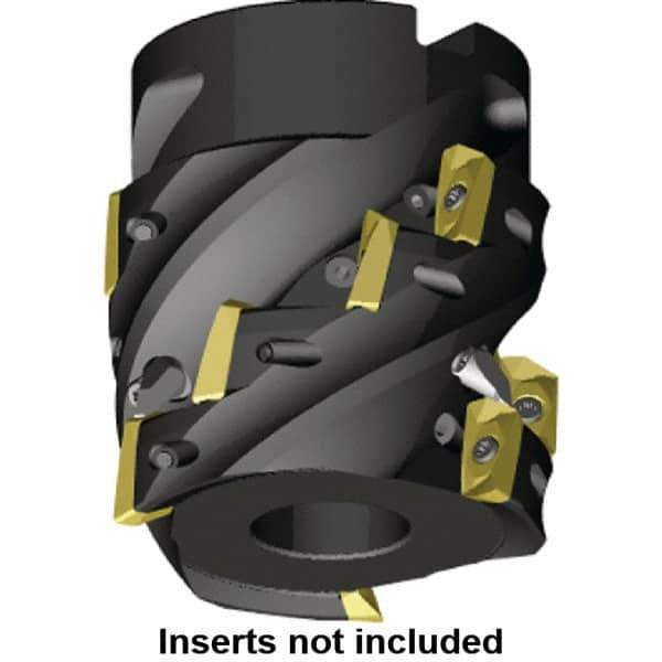 Kennametal - 9 Inserts, 2" Cut Diam, 3/4" Arbor Diam, 1.59" Max Depth of Cut, Indexable Square-Shoulder Face Mill - 0/90° Lead Angle, 2-1/2" High, EC14.., EP14.. Insert Compatibility, Through Coolant, Series Mill 1-14 - Exact Industrial Supply