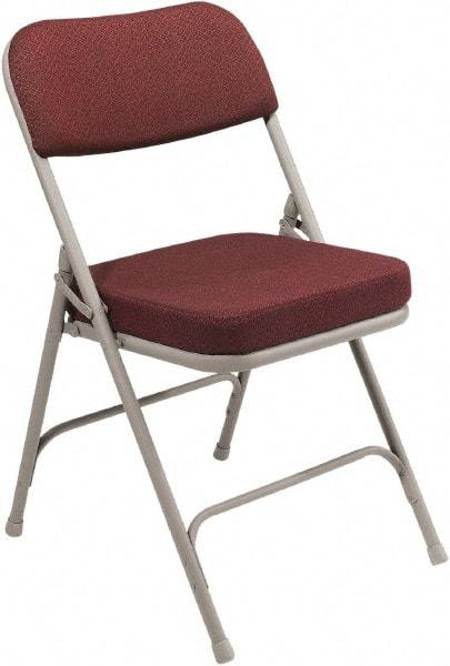 NPS - 18" Wide x 20-3/4" Deep x 32" High, Steel & Fabric Folding Chair with Fabric Padded Seat - Burgundy - Exact Industrial Supply