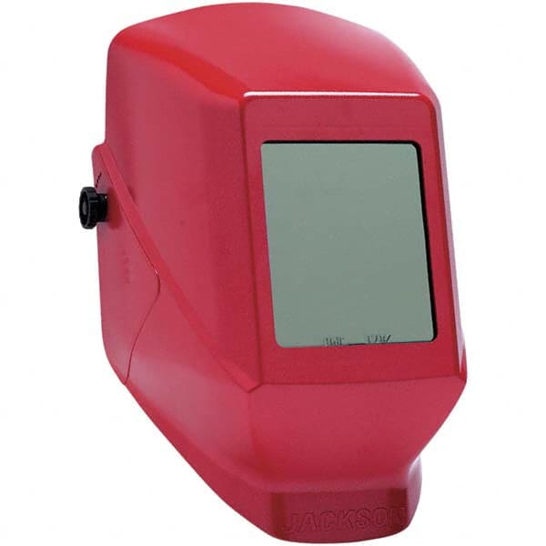 Welding Helmet: Red, Thermoplastic, Shade 10 Red, Thermoplastic, 4-1/2″ Window Width x 5-1/4″ Window Height, Fixed Front