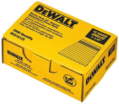 DeWALT - 16 Gauge 1-1/4" Long Finishing Nails for Power Nailers - Grade 2 Steel, Galvanized Finish, Angled Stick Collation - Exact Industrial Supply