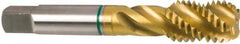 Guhring - M8x1.25 Metric Coarse 3 Flute 6H Modified Bottoming Spiral Flute Tap - Cobalt, TiN Finish, 2.72" OAL, Right Hand Flute, Right Hand Thread, Series 3921 - Exact Industrial Supply