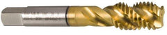 Guhring - M12x1.75 Metric Coarse 2 Flute 6H Modified Bottoming Spiral Flute Tap - Cobalt, TiN Finish, 3.381" OAL, Right Hand Flute, Right Hand Thread, Series 3933 - Exact Industrial Supply