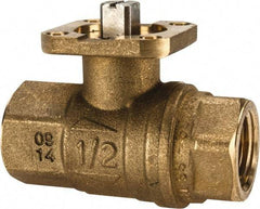 Value Collection - 1/2" Pipe, Full Port, Brass Standard Ball Valve - 1 Piece, Inline - One Way Flow, FNPT x FNPT Ends, ISO Actuation Mount Handle, 600 WOG - Exact Industrial Supply