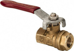 Value Collection - 1/4" Pipe, Full Port, Brass UL Listed Ball Valve - 1 Piece, Inline - One Way Flow, FNPT x FNPT Ends, Lever Handle, 600 WOG, 150 WSP - Exact Industrial Supply